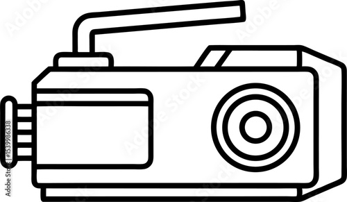 Video Camera Icon Line Art Vector Illustration With White Background