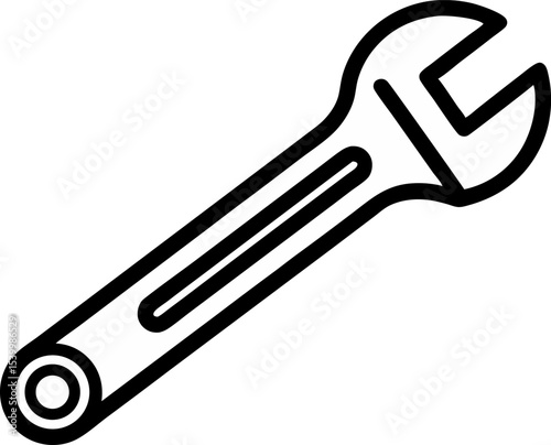 Wrench Line Art Vector Illustration With White Background