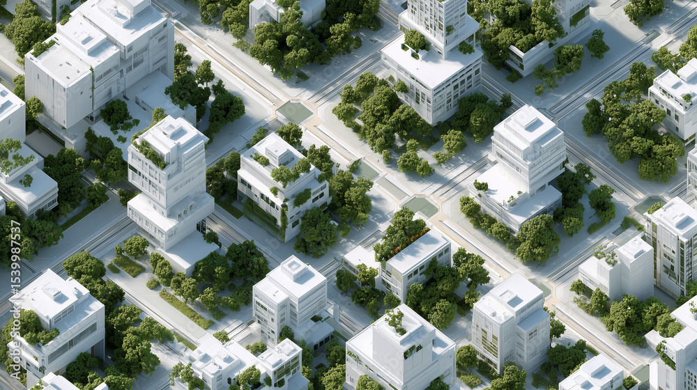 Futuristic Cityscape with Clean White Architecture Futuristic Cityscape with Clean White Architecture