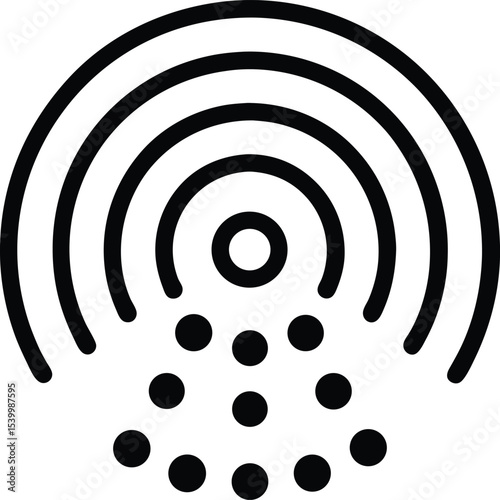 Silhouette design depicting sensor with radiating waves for ai intelligence applications