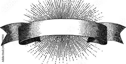 Vintage engraved arched banner for decorative design and print retro projects