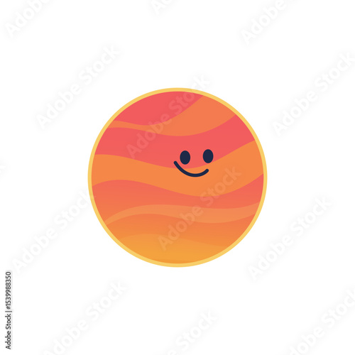 Funny Mars planet character. Cartoon planet of Solar system. Happy red space object. Vector illustration