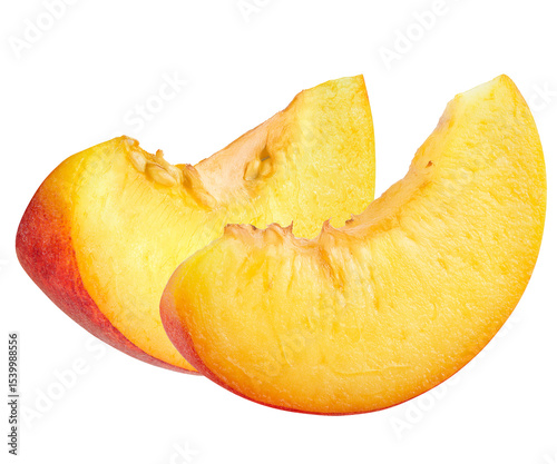 peach slices on transparent background.