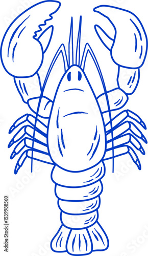 Hand drawn lobster vector illustration. Doodle crayfish seafood isolated. La dolce vita italy retro style