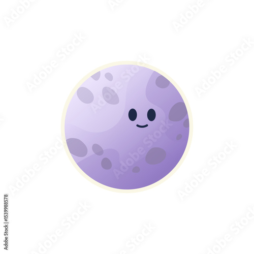 Cute Mercury planet character. Cartoon planet of Solar system. Funny space object. Vector illustration
