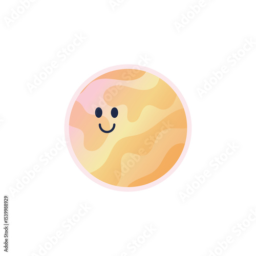 Friendly Venus planet character. Cartoon planet of Solar system. Happy space object. Vector illustration