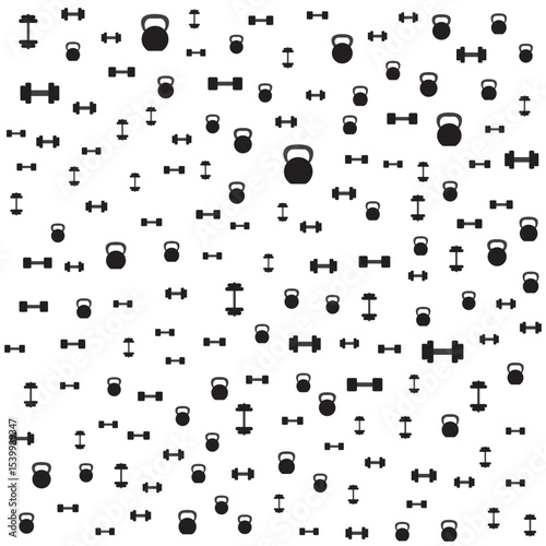 Minimalist Fitness Equipment Icons Seamless Pattern for Gym Background and Sports Design