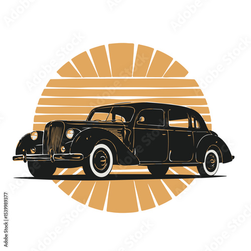 Retro car vector illustration: vintage automobile design for classic vehicle transportation