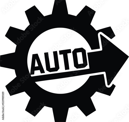 Simple black automation gear silhouette design indicating artificial intelligence and future tech