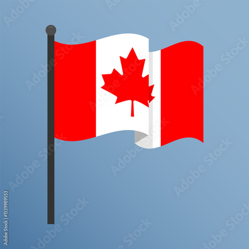 Waving Canadian flag on flagpole