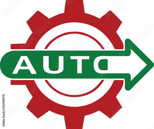 Auto gear and arrow logo indicating progress or advancement in the automotive industry