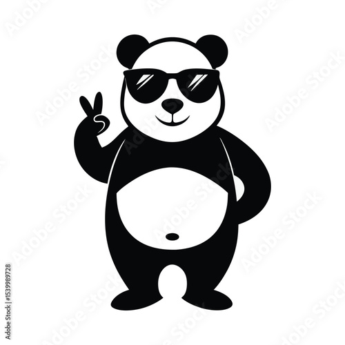 panda bear with sunglasses icon isolated on white background