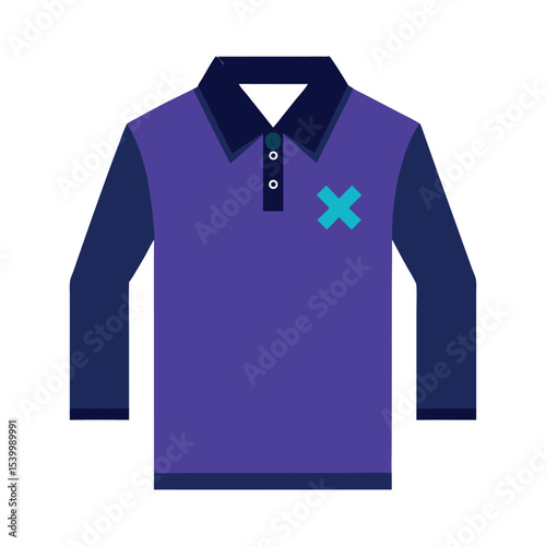 long sleeve polo shirt illustration Vector icon isolated on white background