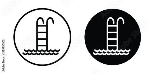 Ladder in swimming pool icon