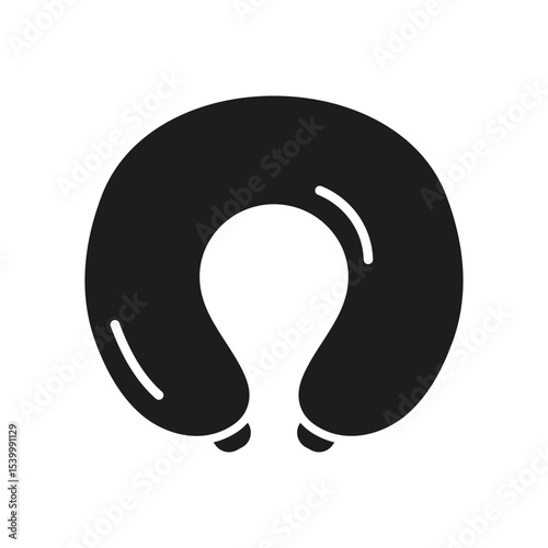 Travel Neck Pillow Solid Icon. Comfort And Support For Travel Silhouette Symbol. Ergonomic Design For Restful Journeys. Isolated Vector Illustration