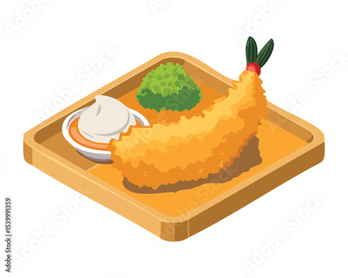  Delicious Fried Shrimp Sauce - Vector Illustration