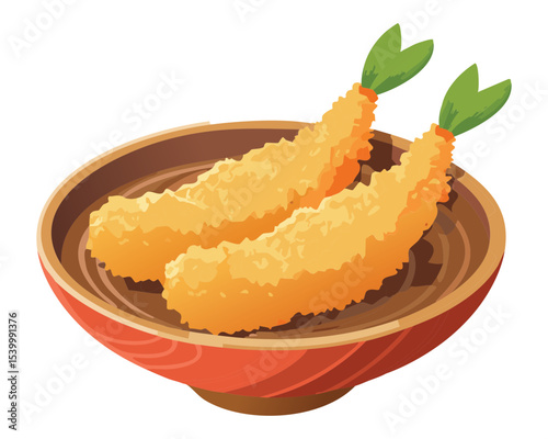 Crispy Fried Prawns Dish - Vector Illustration