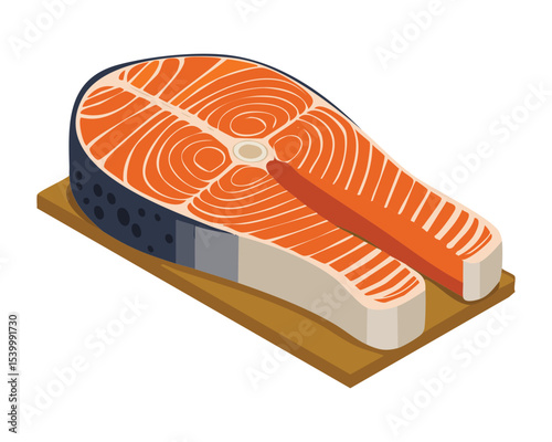 Raw Salmon Steak Fillet - Vector Illustration