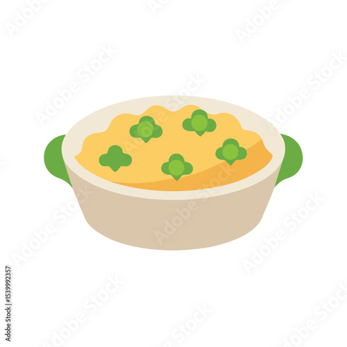 Chicken broccoli alfredo bake creamy and savory Vector illustration