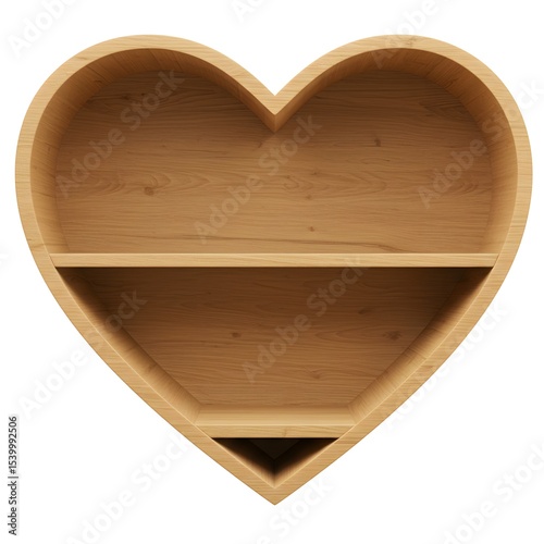 Wooden heart shaped shelf unit two shelves