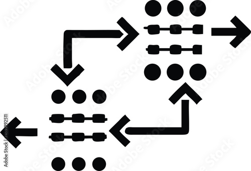 Abstract ai neural network data flow pattern comprising minimalist arrow shapes