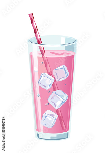 Pink Sweet Drink Ice - Vector Illustration