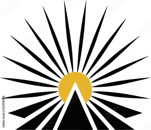 A clean-cut sunburst design, perfect for modern minimalist aesthetic with angular rays and a black centre.