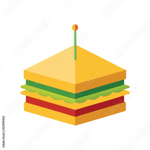 Club sandwich with triple layers and toothpick Vector illustration