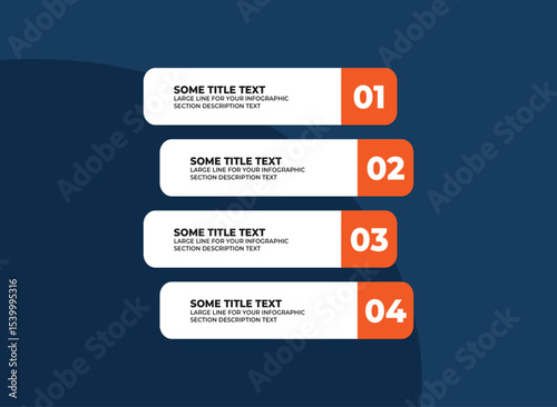 vector infographic template in white orange colors with text on dark background