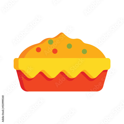 Enchilada casserole layered with melted cheese Vector illustration