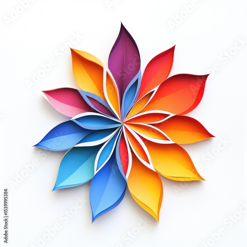 Colorful paper flower design, radiating outwards