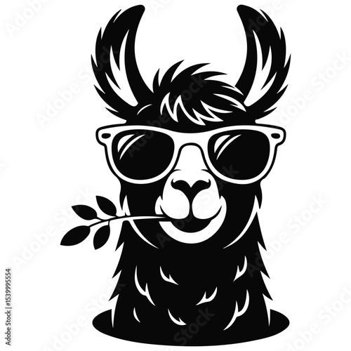 Llama with sunglasses cool vector isolated white background