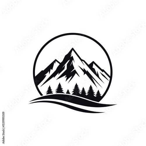 Mountain silhouette logo vector line art logo design
