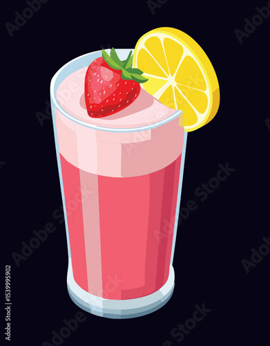 Sweet Berry Cocktail Tall Glass - Vector Illustration