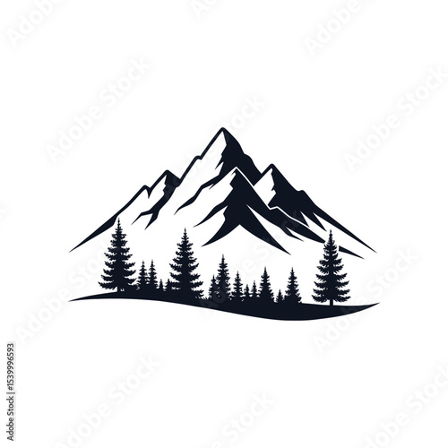 Mountain silhouette logo vector line art logo design
