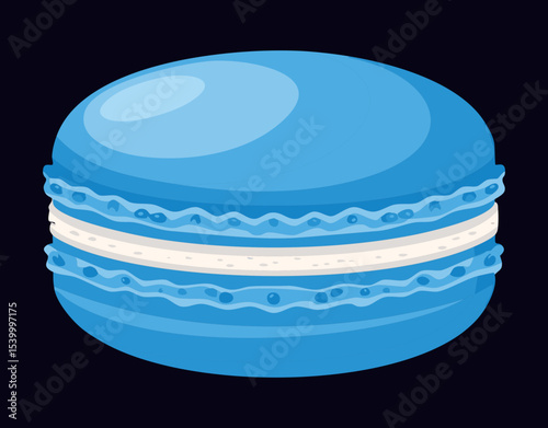 Deep Blue Macaron Sweet Dessert Treat - Vector Illustration