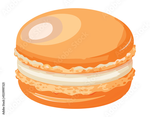 Vibrant Orange Macaron Sweet Dessert Treat - Vector Illustration
