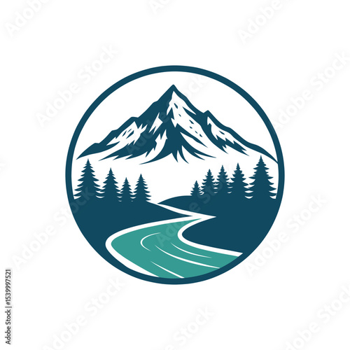 Mountain silhouette logo vector line art logo design
