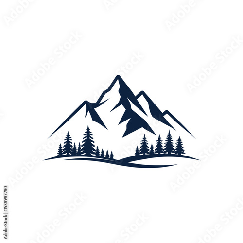 Mountain silhouette logo vector line art logo design
