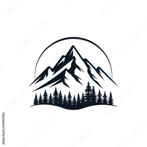 Mountain silhouette logo vector line art logo design
