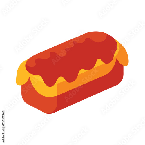 Home cooked meatloaf with ketchup glaze top Vector illustration