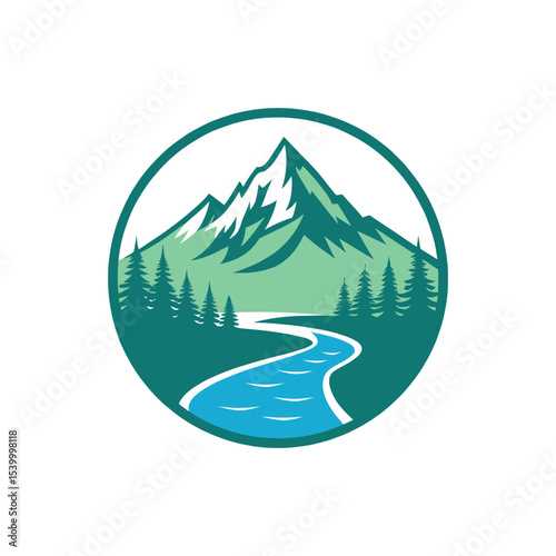 Mountain silhouette logo vector line art logo design
