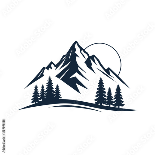 Mountain silhouette logo vector line art logo design
