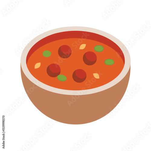 Italian wedding soup with meatballs and pasta Vector illustration