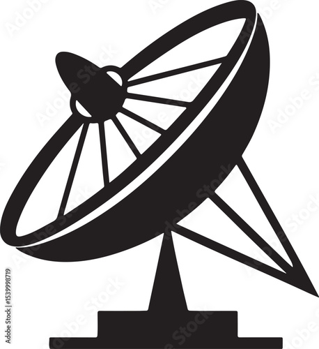 satellite dish antenna silhouette, black and white silhouette, vector and illustration