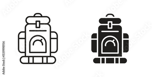 Hiking backpack icon Logos. Flat Vector Icon Design Template