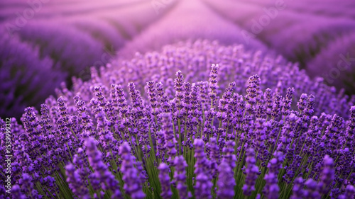   Immersion dans un champ de lavande violette photo