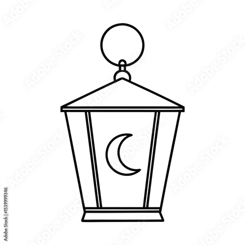 Intricate moon design inside a decorative lantern elegant vector illustration for branding websites and print