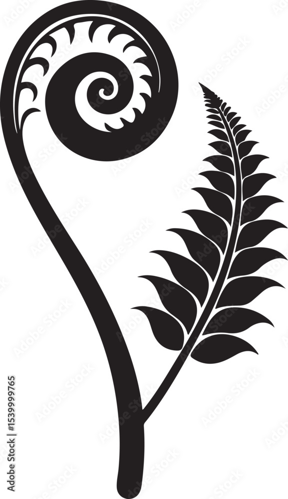 custom made wallpaper toronto digitalfiddlehead fern silhouette, black and white silhouette, vector and illustration