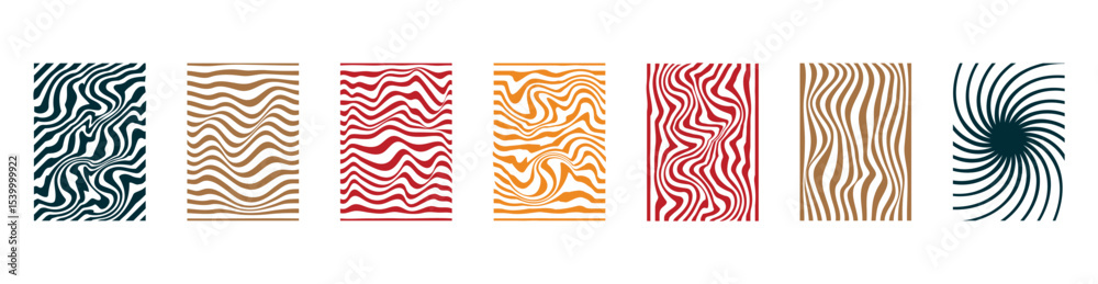 Fototapeta premium Groovy wavy black background elements. Retro, vintage elements. Vector EPS 10